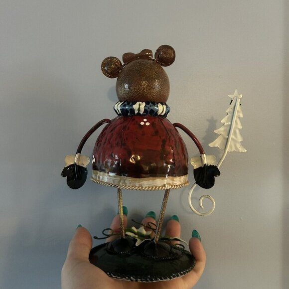 2 Metal Christmas Holiday Bear Reindeer Blue Red Bouncing Spring Figurine - Picture 4 of 13